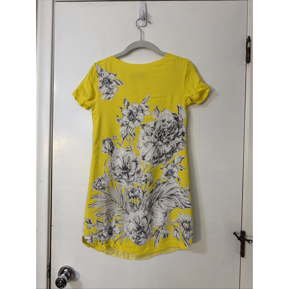 Juicy Couture Floral Yellow Casual Dress 0 Liked Gold Shoulder Button Fairy Y2K - Picture 4 of 7